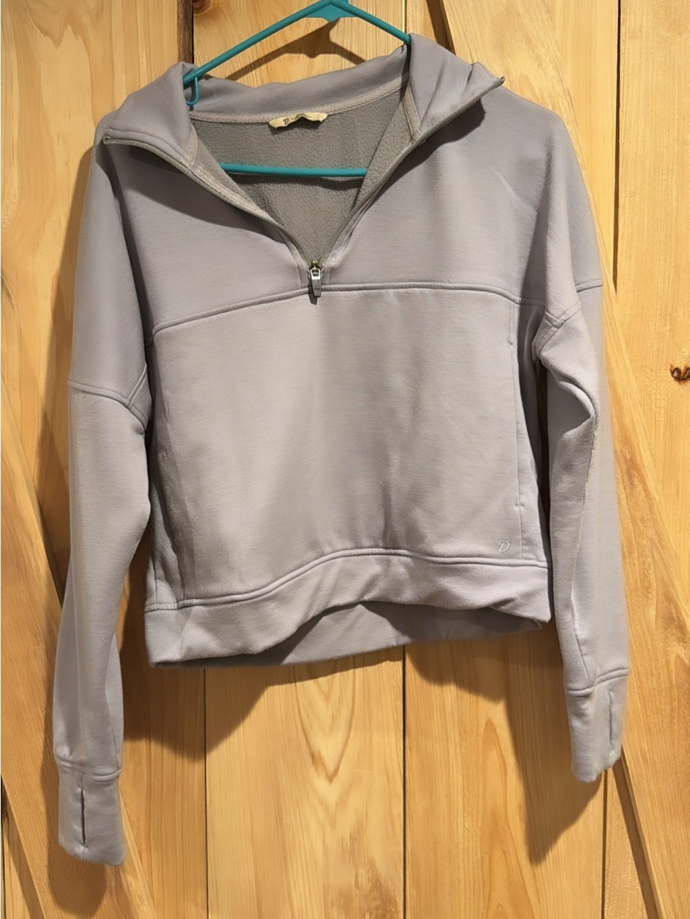 Women's Light Gray Half-Zip Hooded Sweatshirt & Pants